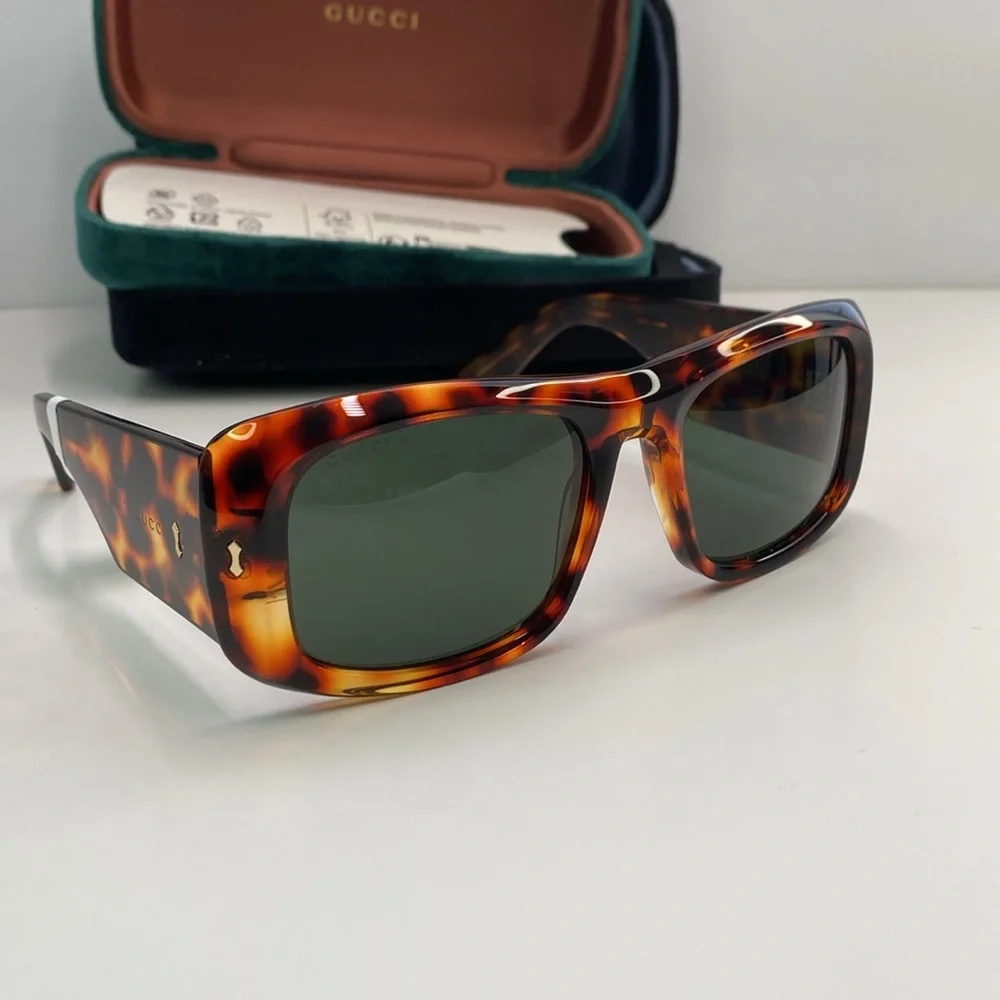 New Authentic Gucci GG1080S 003 Eyewear Rectangular Frame Sunglasses